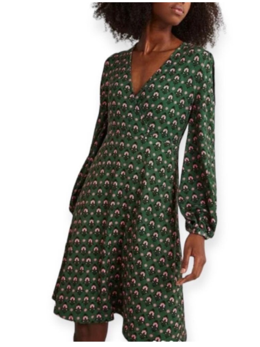 NWT Boden Green/Pink Floral Easy Fixed Wrap Dress 20/22 L